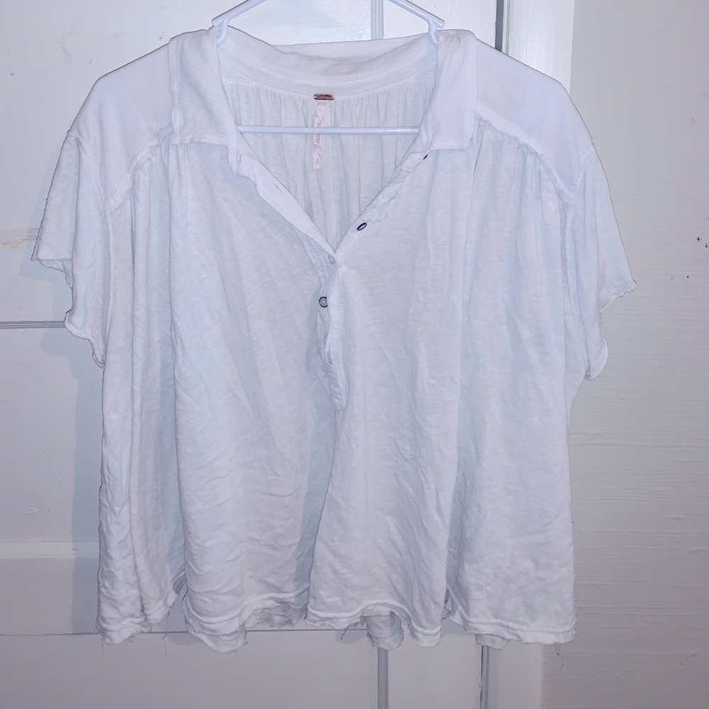 White Free People Low Down Henley Size Small